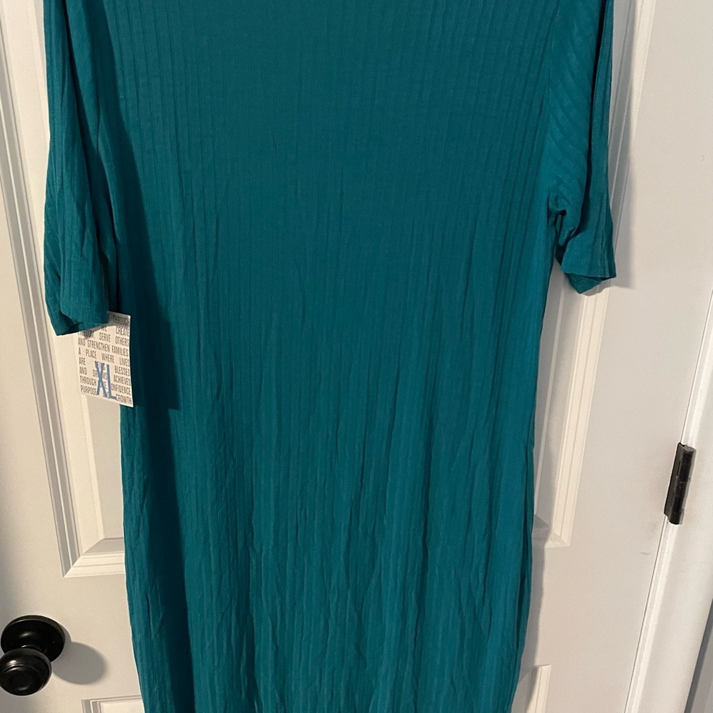 Teal Lularoe Midi Julia dress size XL (18/20) - Picture 3 of 5